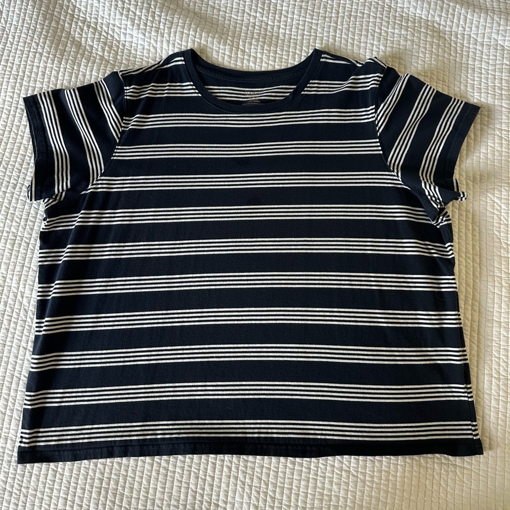 L.L. Bean Women’s Navy and White Striped Tee